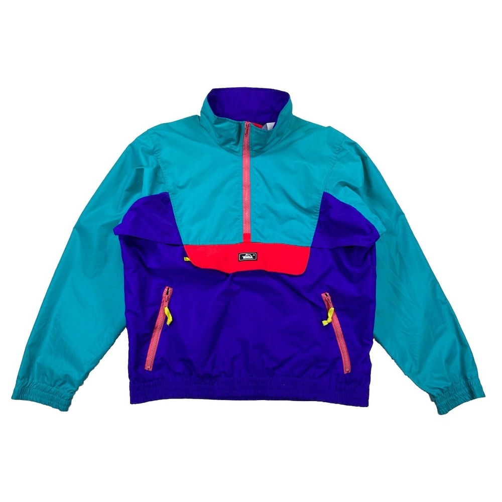 Woolrich Vintage 90's Color Block 1/2 Zip Jacket Teal Purple Size Medium‎